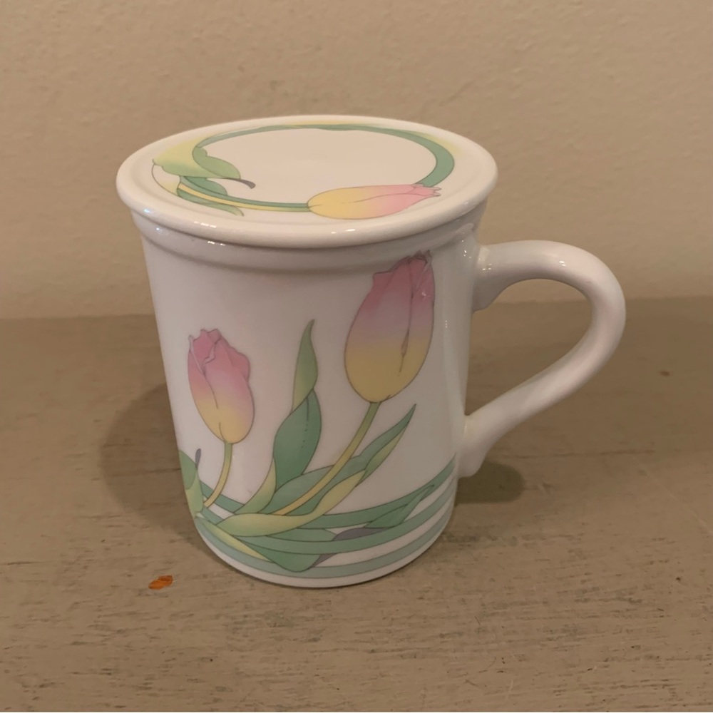 VTG 90s Toscany Japan Tulip Coffee/Tea Mug With Lid